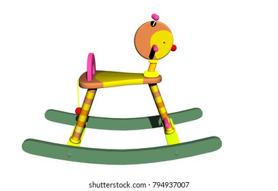 Colorful Rocking Horse 3D Rendering