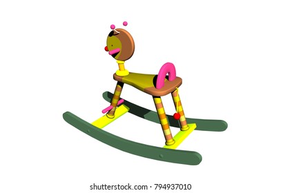 Colorful Rocking Horse 3D Rendering