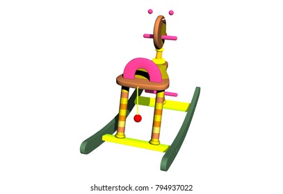 Colorful Rocking Horse 3D Rendering