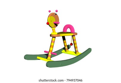 Colorful Rocking Horse 3D Rendering