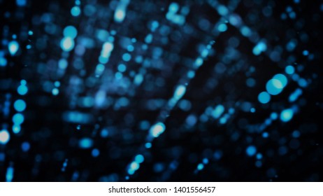 Colorful Rows Of Small Dots Rotating On Black Background, Seamless Loop. Animation. Green Bokeh Cloud Spinning And Moving.