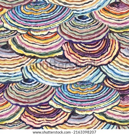 Colorful seamless pattern with abstract tree mushrooms. Psyhedelic original texture. 