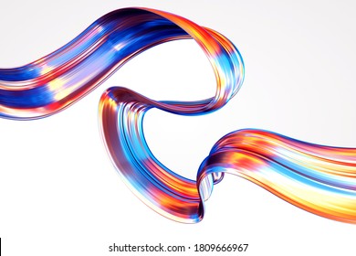 Colorful shape isolated on white. Colorful glossy shape 3d render. Computer generated digital art for poster, flyer, banner background or design element. 