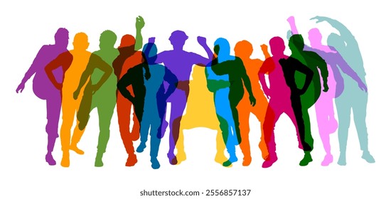 Colorful silhouettes of active seniors doing sports and gymnastics as a health concept - Powered by Shutterstock