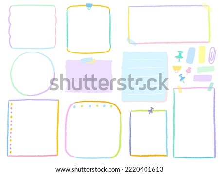 Colorful and simple frames for memos and notebooks Hand-drawn illustration set