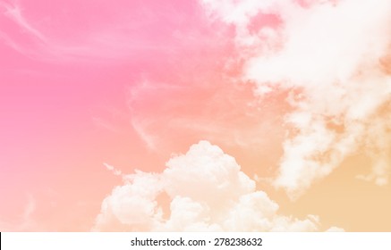 Colorful Sky Pink And Orange Tone And White Cloudy