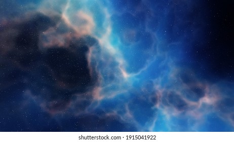 Colorful Space Background With Stars, Nebula Gas Cloud In Deep Outer Space, Science Fiction Illustrarion 3d Render