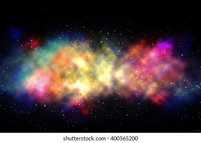 Colorful Space Nebula, Over Background