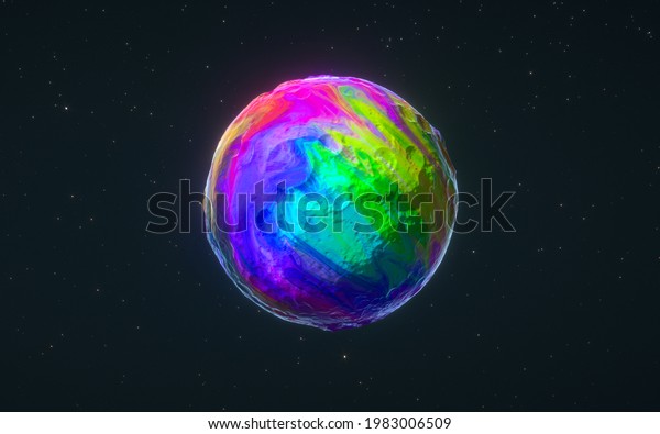Colorful sphere with black background, 3d\
rendering. Computer digital\
drawing.