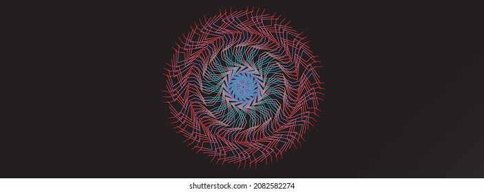 Colorful Spirograph Art Design Black Texture Background.