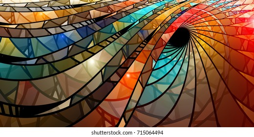 Colorful stained glass spiral, computer generated abstract background, 3D rendering