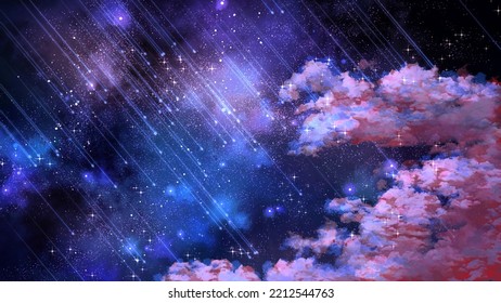 Colorful Starry Night Sky Outer Space Background. Deep Space. High Definition Star Field Background