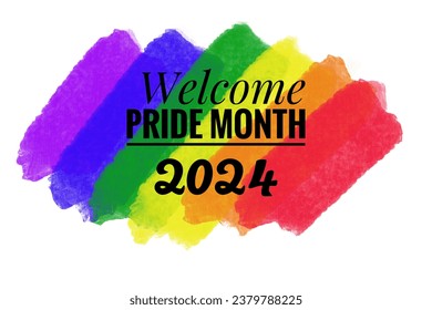 Colorful stripes of rainbow colors with text Welcome Pride Month 2024. Concept, welcome lgbt new year coming celebration. symbol of LGBT community around the world.Support human right of gender  - Powered by Shutterstock