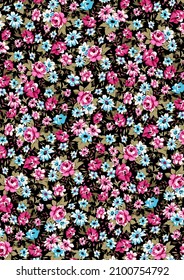 Colorful and stylish of liberty small blooming floral and meadow flowers  pattern in illustration, Design for fashion, fabric