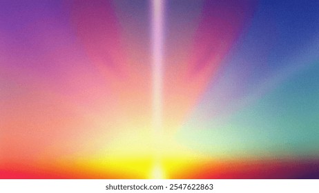 Colorful sunrise sky. Vibrant sunrise colors; hope, serenity, new beginnings.  A radiant light beam symbolizes divine energy.