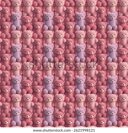 Colorful teddy bear pattern in pink and purple hues.