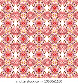 Colorful tie dye traditional shibori print. Seamless hand drawn boho batik pattern. Ink textured japanese background. Modern batik wallpaper tile. Watercolor pattern for fabric. Ikat ethnic design.