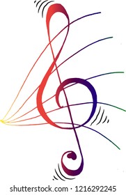 Colorful Treble Cleft Of Western Music Notes,where The Taste Of The Music Begins