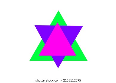 Colorful triangular star button logotype for toy shop store mobile app artistic icon isolated on white backdrop