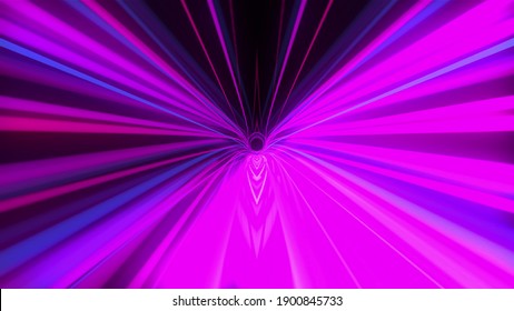 Colorful tunnel with lines, computer generated. 3d rendering abstract backdrop. Flight inside a stript corridor