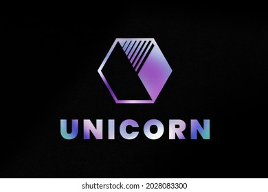 Colorful Unicorn Business Logo Psd Template In Neon Text Effect Style