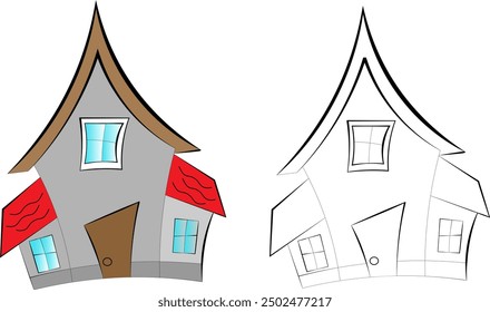 Colorful vector illustration of a small cartoon house - Powered by Shutterstock