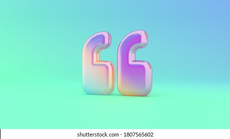 Colorful Vibrant 3d Rendering Puffed Symbol Of Quote Left Mark On Colored Background With Shadow