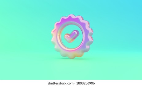 Colorful vibrant 3d rendering puffed symbol of check mark in gear circle on colored background with shadow - Powered by Shutterstock