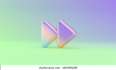 Colorful vibrant 3d rendering puffed symbol of two right double arrows on colored background with shadow