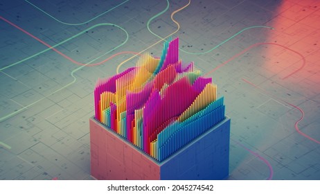 Colorful Visualization Of Soundwave. Digital Data Precessing Concept. 3D Rendering Illustration
