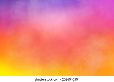 Colorful watercolor background and painted sunset sky colors pink red orange purple   yellow  abstract beautiful painting border and no people for template website background 