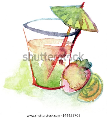 Colorful watercolor drawing for use in artistic background