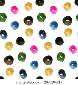 Colorful watercolor seamless pattern with rings