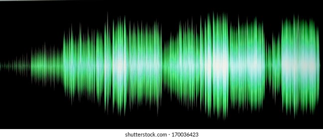 colorful waveform isolated on black, green 