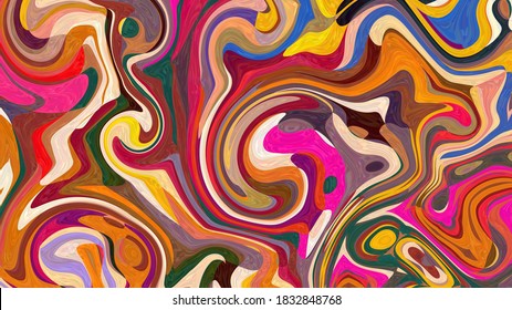 Colorful waves. Best wallpaper for interior decoration. Design for T shirt, bed sheet, table cloth, curtain and fabric print. 3d Textile art. Popular fashion design. Abstract art. Excellent painting.