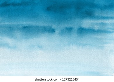 Colorful winter blue ink   watercolor textures white paper background  Paint leaks   ombre effects  Hand painted abstract image 