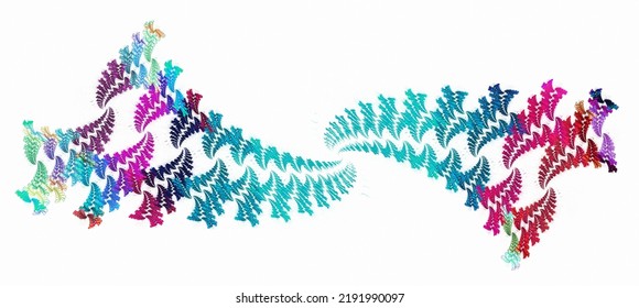 Colorful Zigzags Come Together In Groups And Create An Abstract Bow-like Figure. Abstract Fractal Background. 3d Rendering. 3d Illustration.