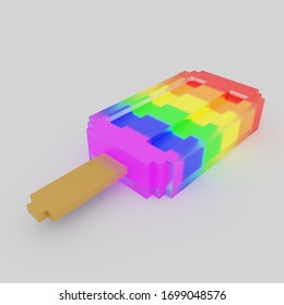 Colorfull Icecream. Sweets. Voxel. 3D-Render.