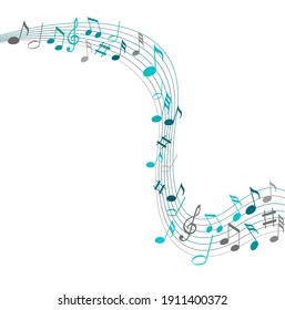 Colorfull Music Notes On A Solide White Background