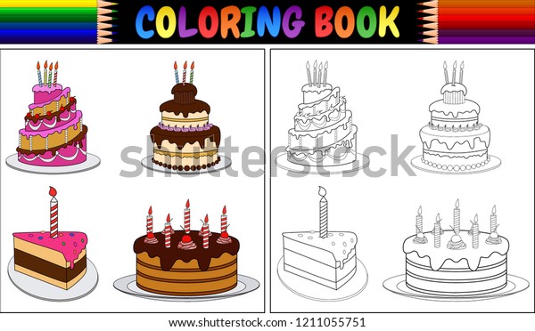 Coloring Book Birthday Cake Candles 스톡 일러스트 1211055751 | Shutterstock
