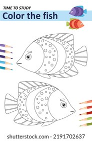 Coloring Coloring Book Child Game Fish Stock Illustration 2191702637 ...