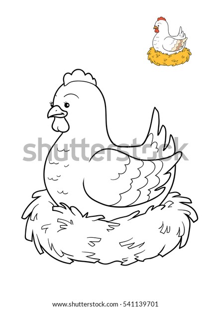 Coloring Book Children Cartoon Character Chicken Stock Illustration ...