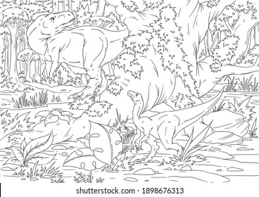 Extinct Dinosaur Dimetrodon Dino Isolated Drawing Stock Illustration ...