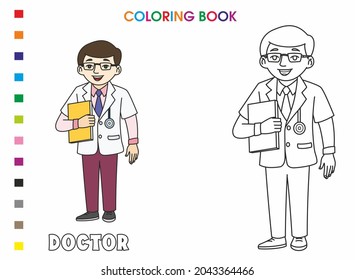 Coloring Book Children Doctor File Stethoscope Stock Illustration ...