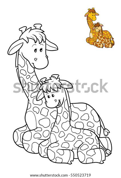 Download Coloring Book Children Giraffes Family Stock Illustration ...