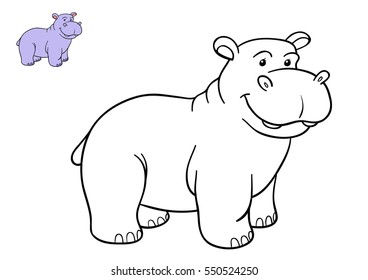 Coloring book for children, Hippo