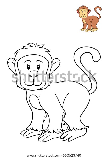 Coloring Book Children Monkey Stock Illustration 550523740 | Shutterstock