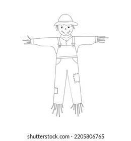 Coloring Book For Children - Straw Scarecrow.