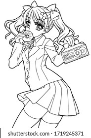 Cute Anime Girl Outline gambar ke 4