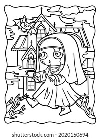 
Coloring Book Kawaii. Halloween. Coloring Book For Children And Adults. Horrible Coloring Pages. Nun. Lovely Horror Stories.